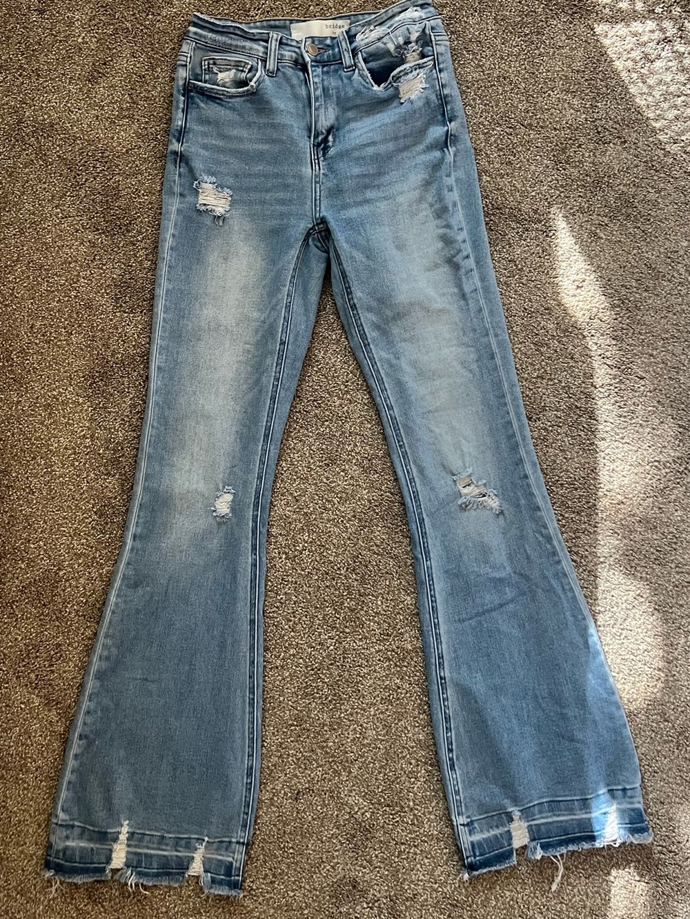 Distressed High Rise Flare Jeans Size 26